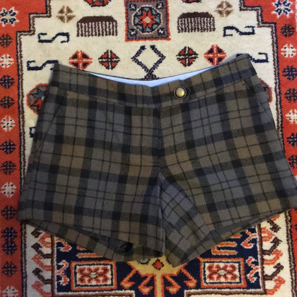 Lands’ End Canvas Wool Blend Plaid Shorts